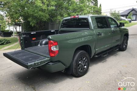 The 2021 Toyota Tundra CrewMax SR5 with its big welcoming bed